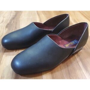 LB Evans Womens Black Leather Loafers Size 11